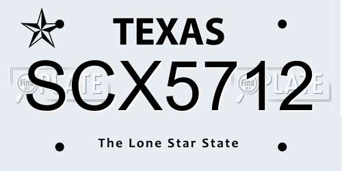 SCX5712 Texas License Plate