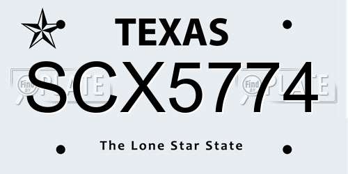 SCX5774 Texas License Plate