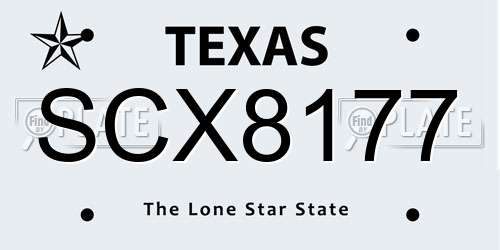 SCX8177 Texas License Plate