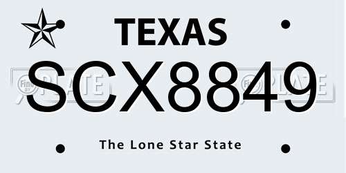 SCX8849 Texas License Plate