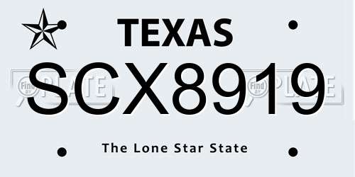 SCX8919 Texas License Plate