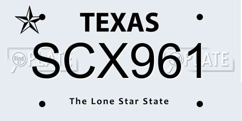 SCX961 Texas License Plate