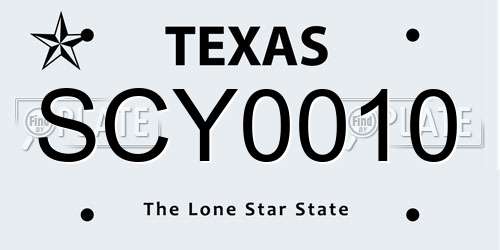 SCY0010 Texas License Plate