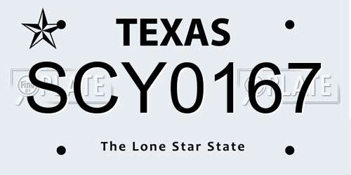 SCY0167 Texas License Plate
