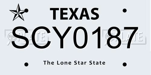 SCY0187 Texas License Plate