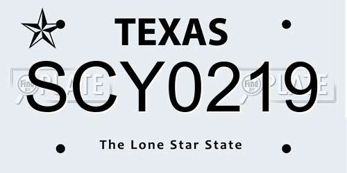 SCY0219 Texas License Plate