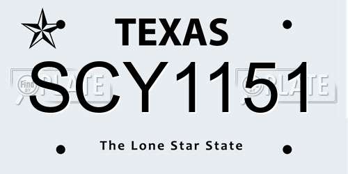 SCY1151 Texas License Plate