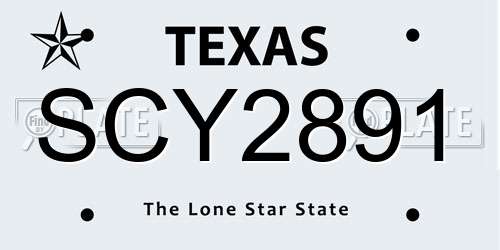 SCY2891 Texas License Plate