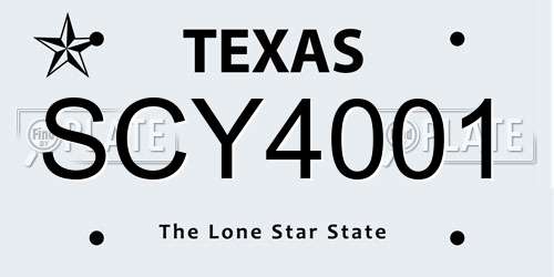 SCY4001 Texas License Plate