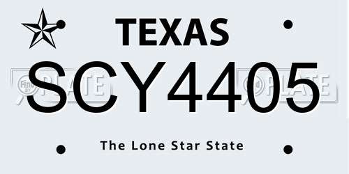 SCY4405 Texas License Plate