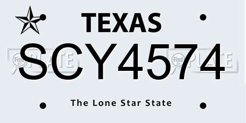 SCY4574 Texas License Plate