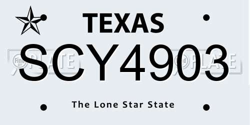 SCY4903 Texas License Plate