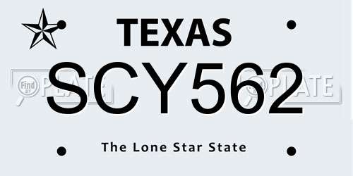 SCY562 Texas License Plate