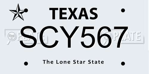 SCY567 Texas License Plate