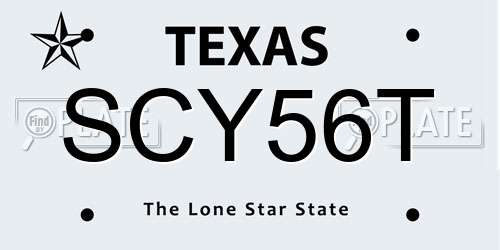 SCY56T Texas License Plate