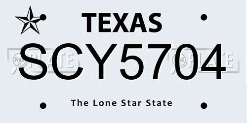 SCY5704 Texas License Plate