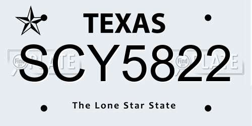 SCY5822 Texas License Plate