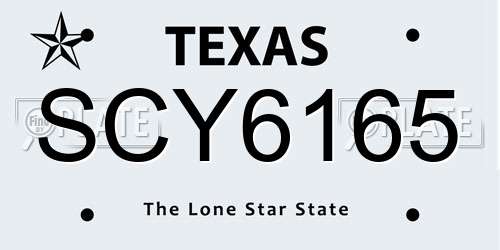 SCY6165 Texas License Plate
