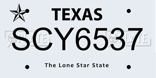 SCY6537 Texas License Plate