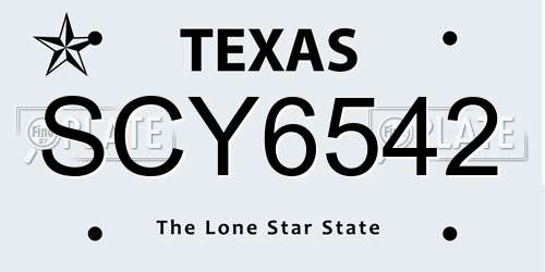 SCY6542 Texas License Plate