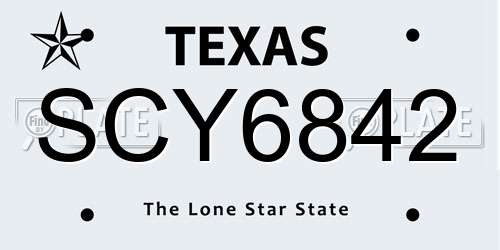 SCY6842 Texas License Plate