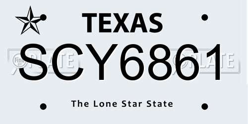 SCY6861 Texas License Plate