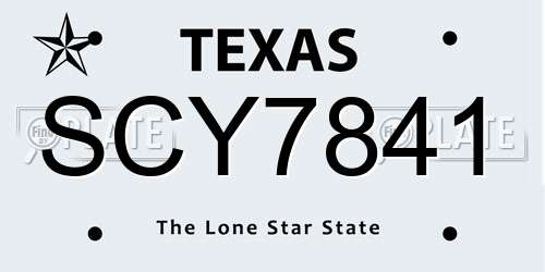 SCY7841 Texas License Plate