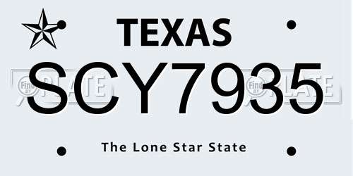 SCY7935 Texas License Plate