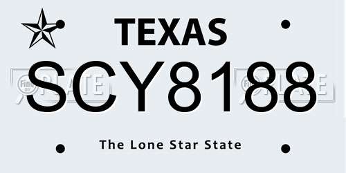 SCY8188 Texas License Plate