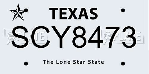 SCY8473 Texas License Plate