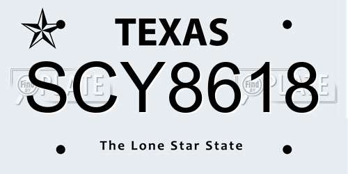 SCY8618 Texas License Plate