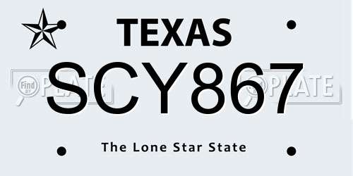SCY867 Texas License Plate