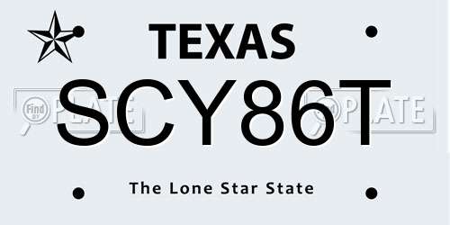 SCY86T Texas License Plate