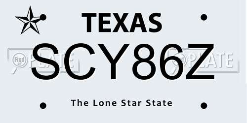 SCY86Z Texas License Plate