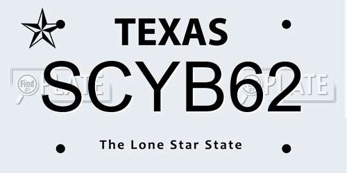 SCYB62 Texas License Plate