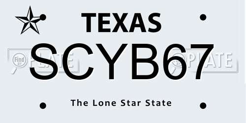 SCYB67 Texas License Plate