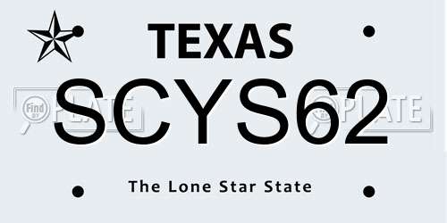 SCYS62 Texas License Plate