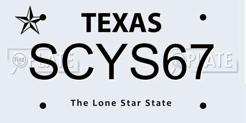 SCYS67 Texas License Plate