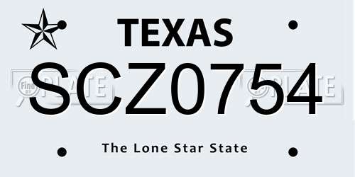 SCZ0754 Texas License Plate