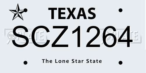 SCZ1264 Texas License Plate