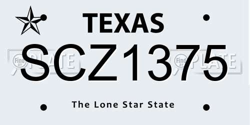 SCZ1375 Texas License Plate