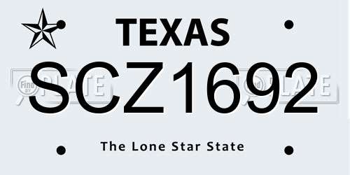 SCZ1692 Texas License Plate