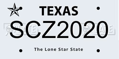 SCZ2020 Texas License Plate