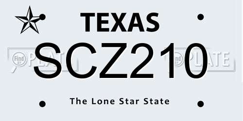SCZ210 Texas License Plate