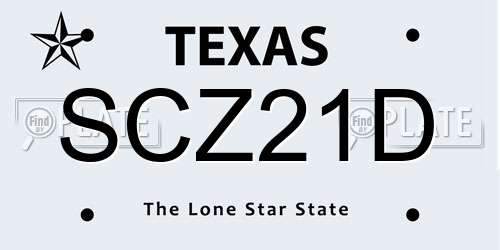 SCZ21D Texas License Plate
