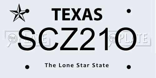 SCZ21O Texas License Plate