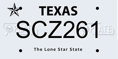 SCZ261 Texas License Plate