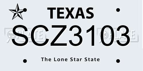 SCZ3103 Texas License Plate