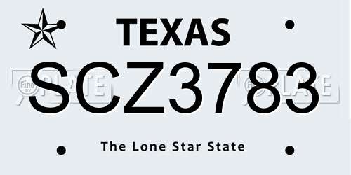 SCZ3783 Texas License Plate