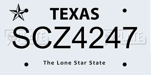 SCZ4247 Texas License Plate